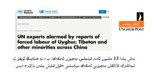 Besh yilda 13 miliyon adem qétimliq mejburi emgek: b d t  xitayning uyghur we tibetlerge qaratqan mejburiy emgek syasitini «qul qilish bilen barawer» dédi